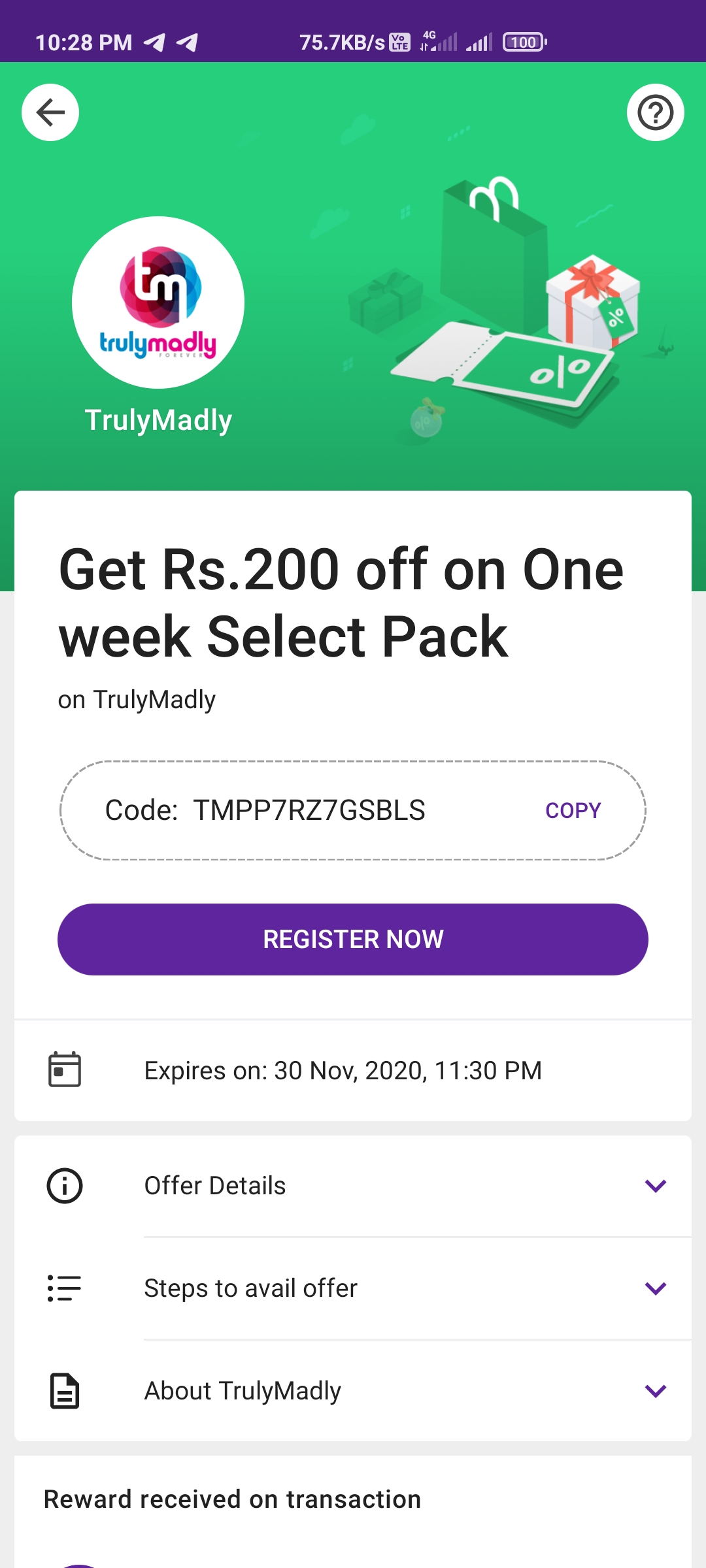 Trulymadly Free Select Pack Voucher By Phonepe Offer